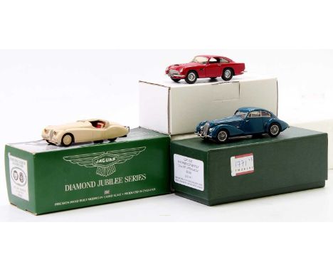 Collection of 3 white metal 1/43rd scale cars to include a SMTS CL28 Aston Martin DB4GT, a Lansdowne LDM 105E 1939 Embiricos 