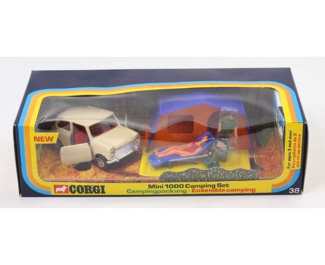 Corgi Toys Gift Set No.38 Mini 1000 camping set, comprising of Mini 1000, tent, barbecue, and two figures, housed in the orig