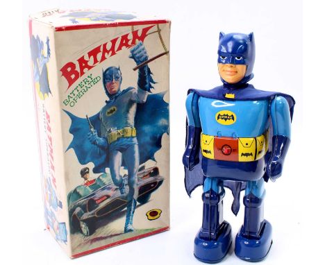 A boxed T.N Nomura "Batman" battery operated robot (very rare example), battery compartment looks unused, in superb condition