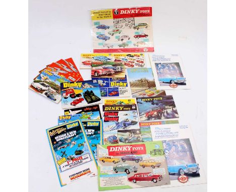 A collection of Dinky Toys brochures and pocket catalogues from the 1960's and 1970's including a 1966 1st edition, a No. 5 f