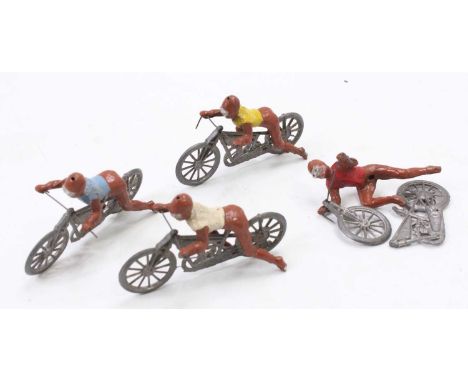 A collection of four John Hilco of England lead hollow cast Speedway riders, comprising of four various examples with four ri