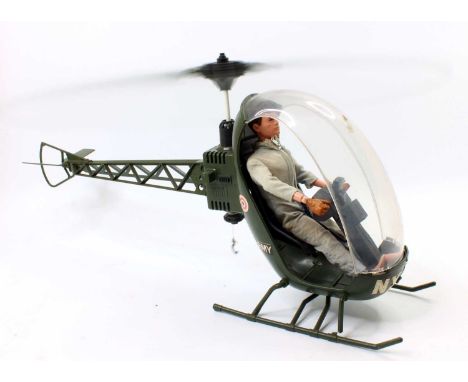 A vintage Palitoy Action Man doll with a selection of accessories, together with an Action Man Helicopter