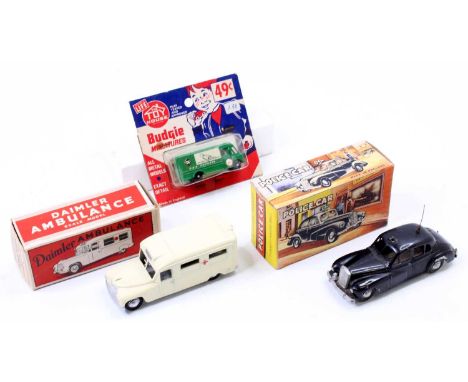 Morestone Modern Products, 2 boxed models comprising a Daimler Ambulance in cream with a silver base and trim, and a red cros