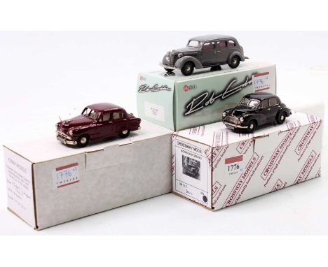 Collection of 3 various white metal 1/43rd scale vehicles, including a Rob Eddie RE24 1938 Volvo PV802, a Crossway Models CM1