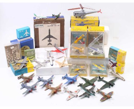 A collection of mixed aircraft models comprising 6 boxed AHM 1/100th scale planes including a Ryan Monoplane "The Spirit of S