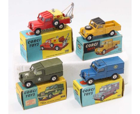 Corgi Toys boxed model group of 4 comprising No. 416 R.A.C. Radio Rescue Land Rover, No. 357 Land Rover Weapons Carrier, No. 