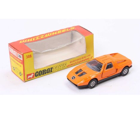 A Corgi Toys No. 388 WhizzWheels Mercedes Benz C111 comprising of red body with black interior housed in the original orange 