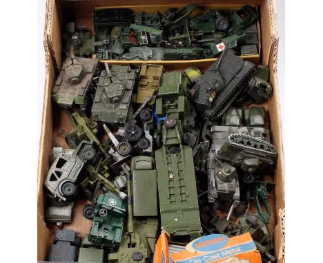 One tray containing a collection of various Britains, Crescent, Solido, and similar mixed scale military diecasts to include 