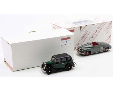 Crossway Models and Kenna Models 1/43rd scale white metal car group, 2 boxed examples to include a Crossway Models CM15 Rover