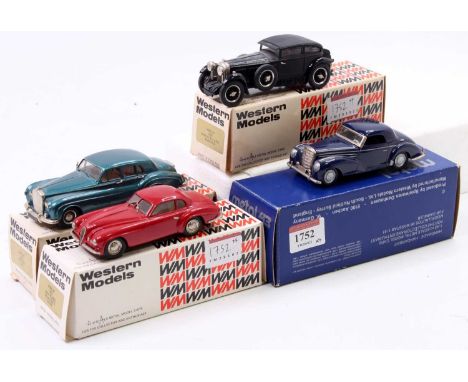 Western Models and Metal43 1/43rd scale white metal boxed vehicle group, 4 examples to include Metal 43 No.1022 Mercedes 300S