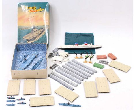 A collection of vintage Triang Minic ships all 1/1200 scale, mixed examples to include a boxed M893 Royal Navy Carrier Task G