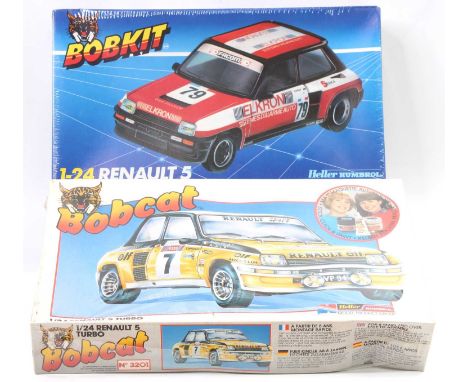 Heller/Humbrol 1.24 scale plastic kits, 3201 Renault RS Turbo ' Elf' #7 1982 T De Corse Rally, and 53215 Renault RS Turbo ' E