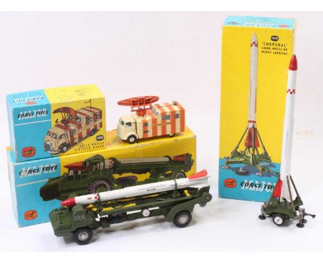 Corgi Toys group of 3 boxed models comprising No. 1106 "Decca" Mobile Airfield Radar (VG-BG), No. 1112 Corporal Guided Missil