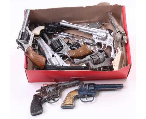 A collection of loose cap guns and children's toy pistols to include a Starsky &amp; Hutch revolver style cap gun,a Crescent 