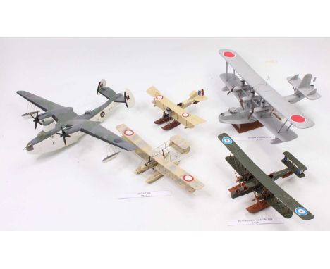 Five wooden and hand built exhibition quality approx 1/72 scale aircraft Miniatures of the World, to include a 1910 Wight A1,