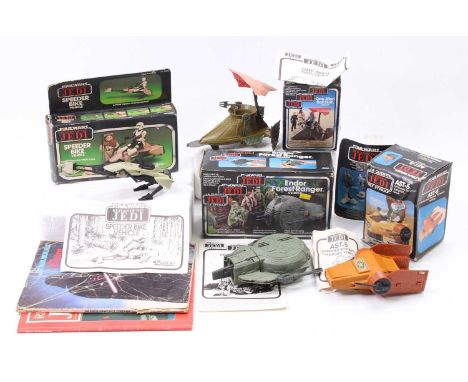 Kenner and General Mills Star Wars Return of the Jedi boxed model group of 4 comprising an Endor Forest Ranger Vehicle, a Spe