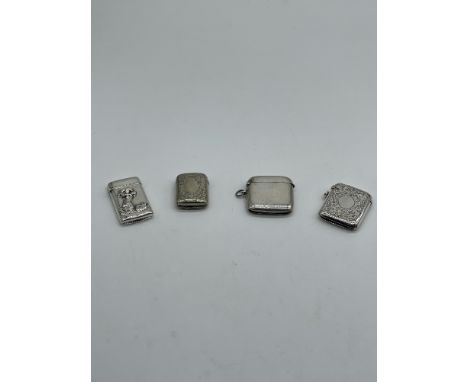 A Collection Of Five Silver Match Stick Cases- To Include A Debossed Mermaid, Floral Patterns and Other.