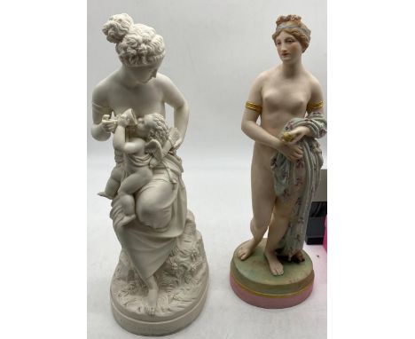 
Cupid Betrayed - Victorian Parian Ware Figure, and Victorian Copeland Polychrome Porcelain Model of the Tinted Venus, after 