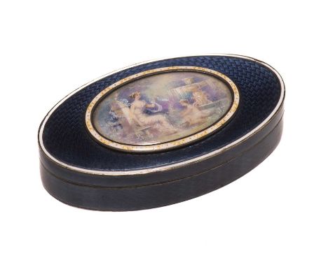 A FRENCH SILVER-GILT AND ENAMEL BOX, EARLY 20TH CENTURY makers mark "AG", marked with the small guarantee Boars head, import 