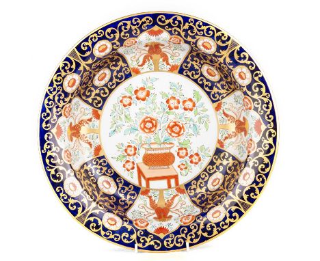 A COPELAND SPODE BASIN, CIRCA 1870 circular, decorated in the Imari pattern, green printed mark and red painted SPODE mark. 3