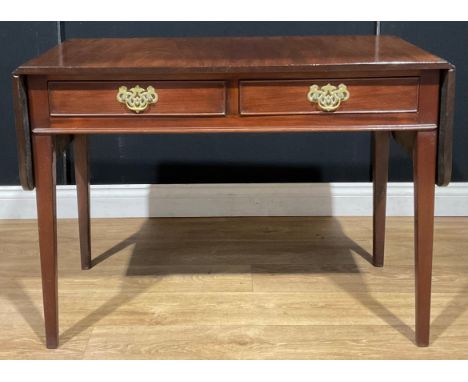 A 19th century mahogany sofa table, rounded rectangular top with fall leaves above a pair of frieze drawers, 69.5cm high, 96c