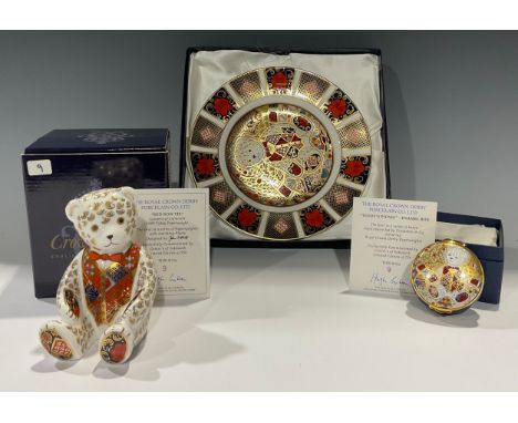 A Royal Crown Derby limited edition three part 'Teddy's Picnic' set, commissioned exclusively by Govier's of Sidmouth, compri