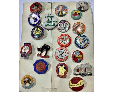 Collectors - a collection of vintage enamel and tin badges; Mickey Mouse Chums, Rupert, Cococub, Teddy Tail, etc 
