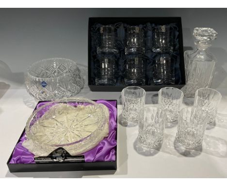 A set of six Gleneagles of Edinburgh lead crystal whisky glasses, boxed; an Edinburgh glass dish, boxed; an Edinburgh cut gla