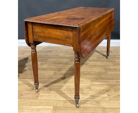 A 19th century mahogany Pembroke breakfast or dining table, rounded rectangular top with fall leaves, 74cm high, 120cm long, 