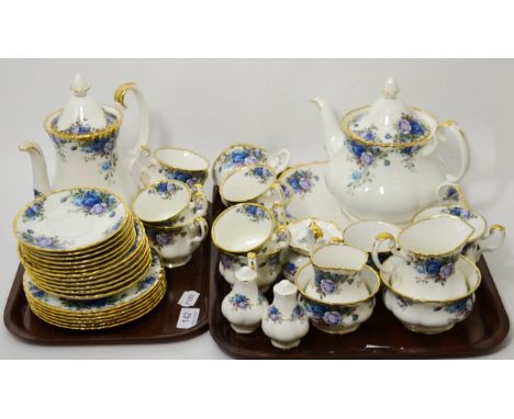 A Royal Albert 'Midnight Rose' tea and coffee service (two trays)