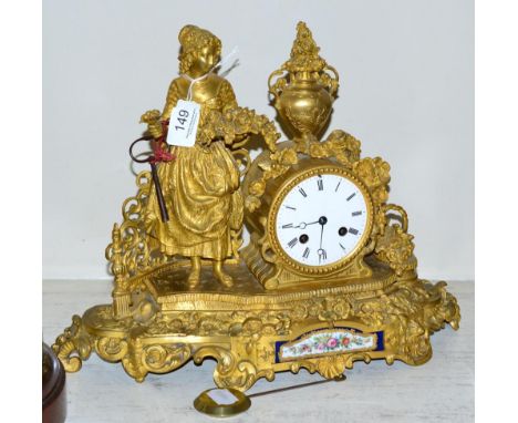 A 19th century gilt metal figural French mantel clock 