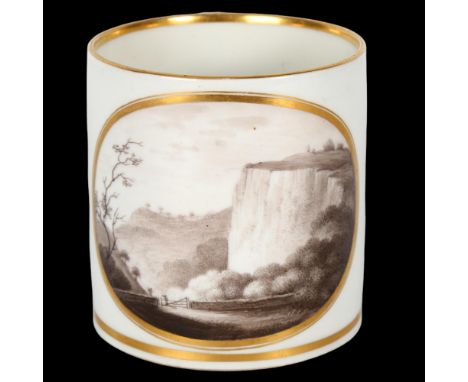 Flight and Barr Worcester porcelain pictorial mug, hand painted panel depicting "on the Heights near Matlock Derbyshire", mar