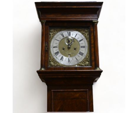 Henry Thornton of London, early 18th century burr-walnut 8-day longcase clock, 12" square brass dial with silver chapter ring