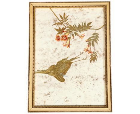 A late 19th / early 20th century Aesthetic, Japonesque porcelain tile, probably Minton, framed, 25.5 x 18.5cmGood condition 