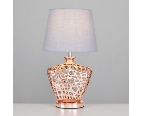 Kalvin Lattice Ceramic Base Copper Table Lamp with small pendant drum shade This superb table lamp is the perfect addition to