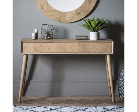 Milano 2 Drawer Console Table The Stunning Milano 2 Drawer Console Table Features A Beautiful Inlay Chevron Design, And Is Ma