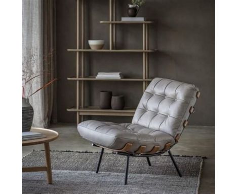 { Option of lots:  499, 500 } Riccia Lounge Chair A Stunning Lounger Chair In Beautiful Full Grain Grey Leather With Buttoned