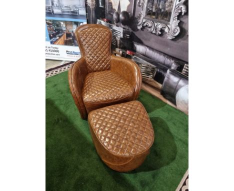 Saddle Chair In Vintage Leather Cigar complete with footstool Inspired by the heritage of equestrian pursuit, the Saddle chai