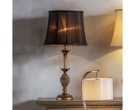 Martino Table Lamp Martino Classic Table Lamp With Decorative Antique Gold Base And Fluted Black Drum Shade With Gold Inner L