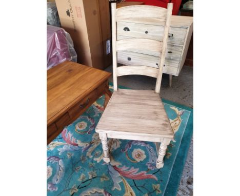 { Option of lots:  622, 623 } A Pair Of Farmhouse Dining Chair A Rustic Take On The Traditional Ladder-Back Dining Chair This