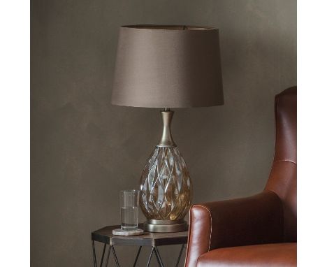 { Option of lots:  89, 89a, 89b, 89c } Clarence Table Lamp  Classically designed geometric tinted glass table lamp with metal