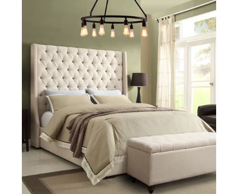 { Option of lots:  246d } Luxurious Park Avenue Bed King Size a hand crafted / hand tufted luxuriously upholstered bed slatte