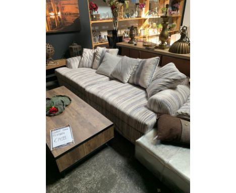 Sunrise 4 Sofa Upholstered in Zagato Ventura with pillows Dark brown legs Size: 263w x 94d x 74h cm