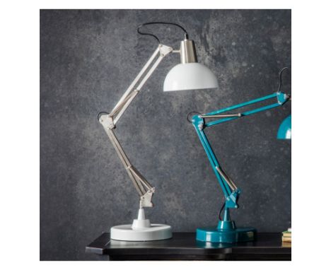 { Option of lots:  87, 87a } Watson Table Lamp Brushed Nickel and White Stylish table lamp with an industrial style in a nick