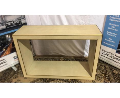 Cela Cream Bone White Shagreen Console 48 Table Crafted Of Shagreen Embossed Leather With The Texture Pattern And Distinctive