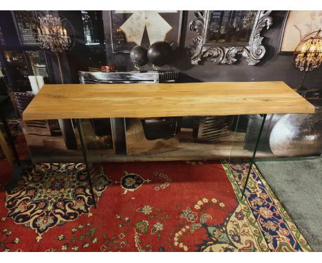 Ferndale Console Table Contemporary Dining Table Featuring A Rich Natural Wood Effect Table Top Combined With A Stylish Glass