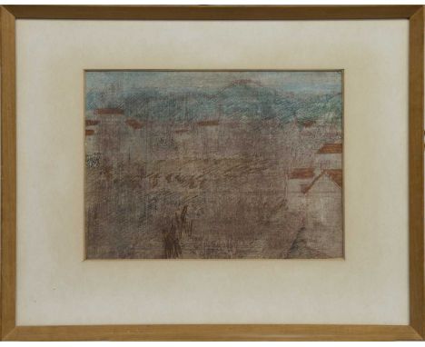 * CARLO ROSSI RSW RGI (SCOTTISH 1921 - 2010),TUSCAN FARMink and wash on paper, signed, titled label versoimage size 20cm x 28