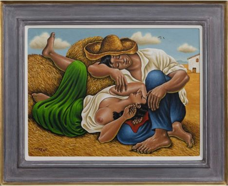 * GRAHAM H D MCKEAN,SLEEPING PEASANTS (HOMAGE TO PICASSO)oil on canvas, signed, titled verso image size 46cm x 61cm, overall 
