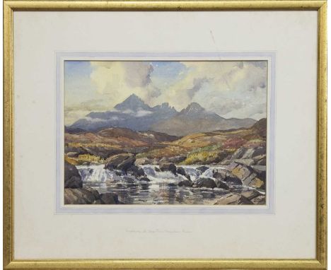 * STIRLING GILLESPIE (SCOTTISH 1908 - 1993),CUILLINS OF SKYE FROM SLIGACHAN BURNwatercolour on paper, signed, titled in the m