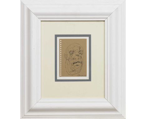 * PETER HOWSON OBE (SCOTTISH b. 1958),FACE SKETCHink on paper, signed and dated '06image size 16cm x 12cm, overall size 51cm 